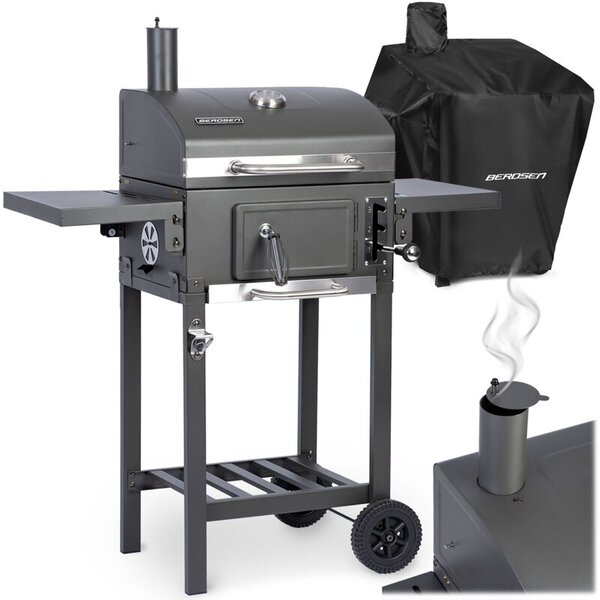 Grill węglowy Berdsen BD-892 ogrodowy komin żeliwny ruszt termometr + pokrowiec