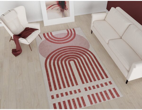 Czerwono-biały dywan odpowiedni do prania 80x150 cm – Vitaus