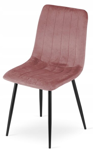 Krzesło Tapicerowane Welurowe Velvet Do Salonu Kuchni Jadalni Róż Simple