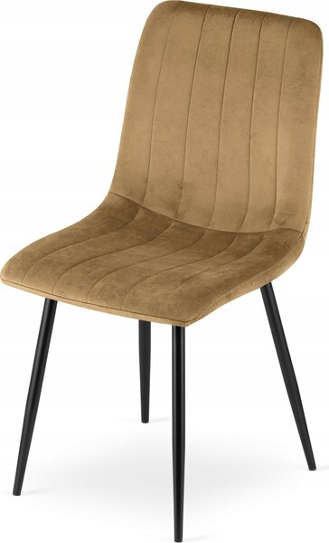 Krzesło Tapicerowane Welurowe Velvet Do Salonu Kuchni Jadalni Brąz Simple