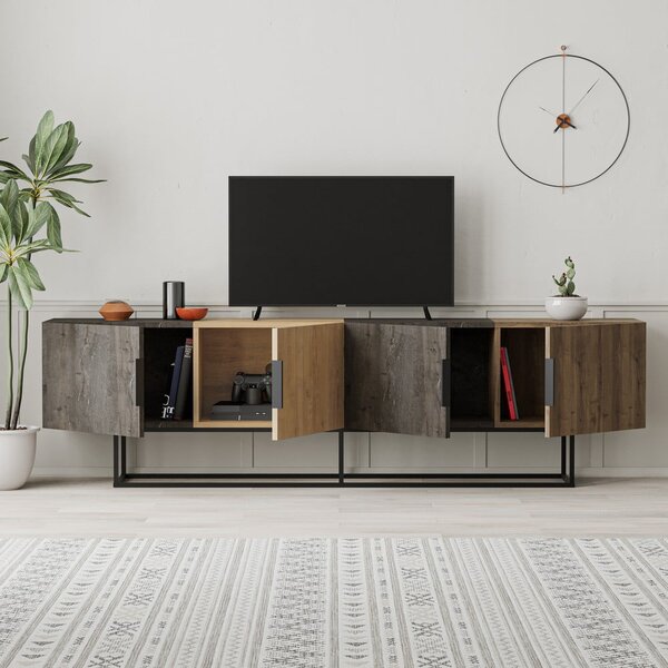 Szafka pod TV w dekorze dębu 200x55 cm Titan – Marckeric