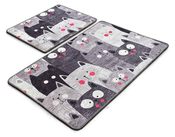 Szare dywaniki łazienkowe zestaw 2 szt. 60x100 cm Meow – Foutastic
