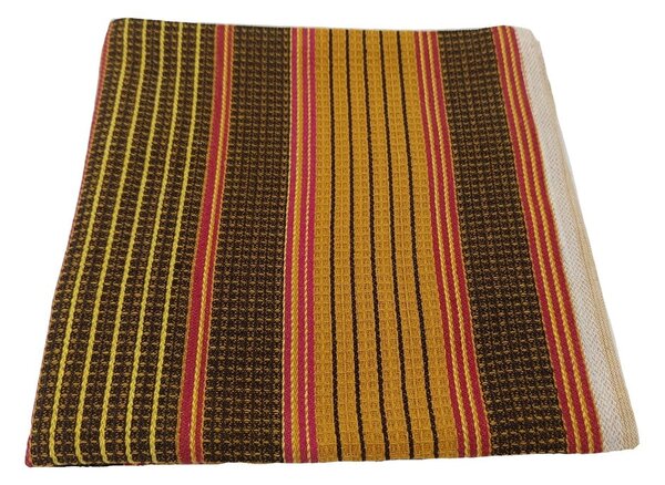 Żółto-brązowy bawełniany ręcznik kuchenny ze splotem waflowym 50x100 cm – JAHU collections