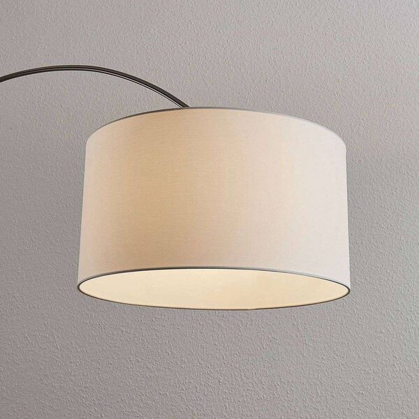 Lampa łukowa - lampa stojąca Belinda Lindby, aluminiowy / szary / cynkowy, salon / jadalnia, tkanina / materiał / jedwab, nowoczesny
