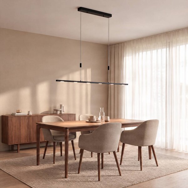 Lampa wisząca Stakato Lucande, możliwość ściemniania, czarny, salon / jadalnia, metal, nowoczesny