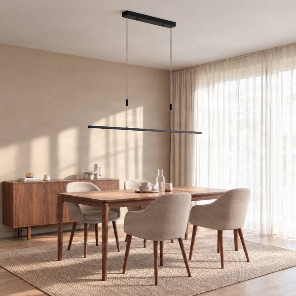 Lampa wisząca Stakato Lucande, możliwość ściemniania, czarny, salon / jadalnia, metal, nowoczesny