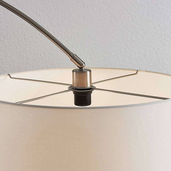 Lampa łukowa - lampa stojąca Belinda Lindby, aluminiowy / szary / cynkowy, salon / jadalnia, tkanina / materiał / jedwab, nowoczesny