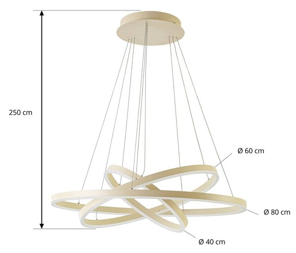 Lampa wisząca Albiona Arcchio, możliwość ściemniania, kremowy / amber, metal, nowoczesny