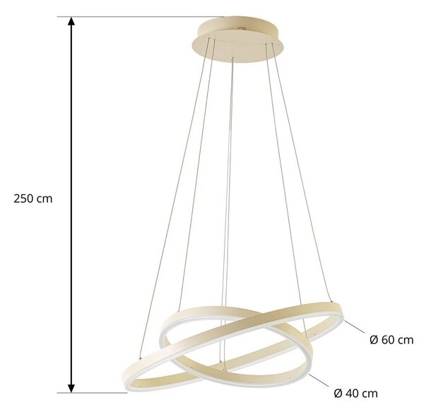 Lampa wisząca Albiona Arcchio, możliwość ściemniania, kremowy / amber, kuchnia, metal, nowoczesny