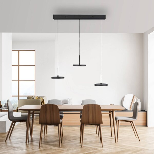 JUST LIGHT. GmbH Lampa wisząca Plata, możliwość ściemniania, czarny, salon / jadalnia, metal, nowoczesny
