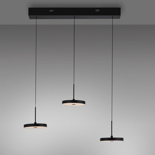 JUST LIGHT. GmbH Lampa wisząca Plata, możliwość ściemniania, czarny, salon / jadalnia, metal, nowoczesny