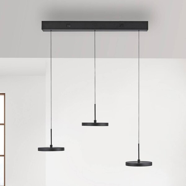 JUST LIGHT. GmbH Lampa wisząca Plata, możliwość ściemniania, czarny, salon / jadalnia, metal, nowoczesny