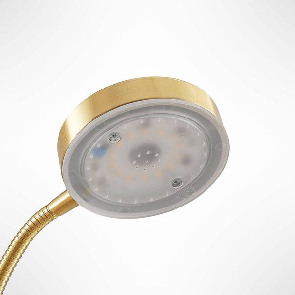 Lampa stojąca LED Seppa Lindby, możliwość ściemniania, mosiężny / złoty, salon / jadalnia, metal, nowoczesny