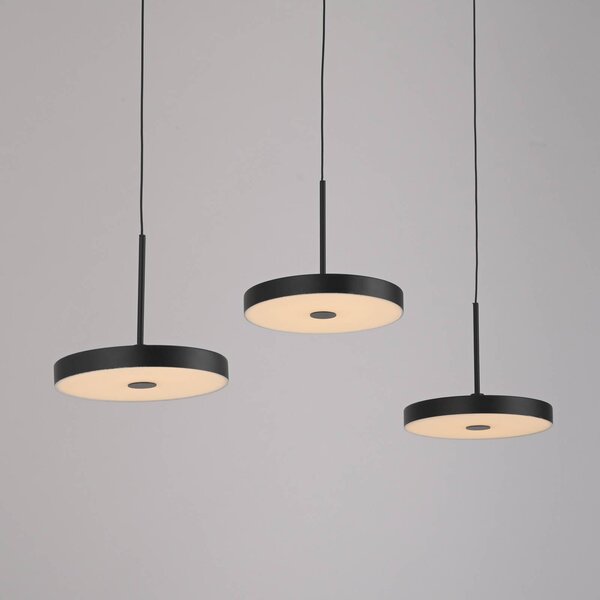 JUST LIGHT. GmbH Lampa wisząca Plata, możliwość ściemniania, czarny, salon / jadalnia, metal, nowoczesny