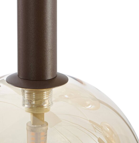 Lampa wisząca Lumavia Lucande, możliwość ściemniania, brązowy / rdzawy, salon / jadalnia, szkło, nowoczesny