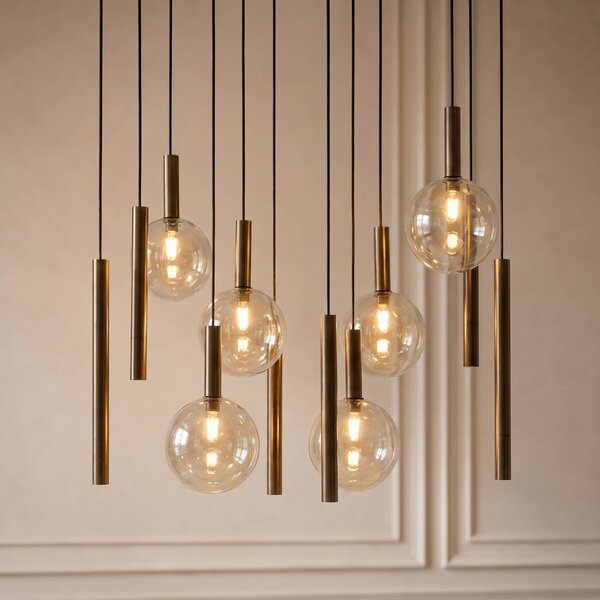 Lampa wisząca Lumavia Lucande, możliwość ściemniania, brązowy / rdzawy, salon / jadalnia, szkło, nowoczesny