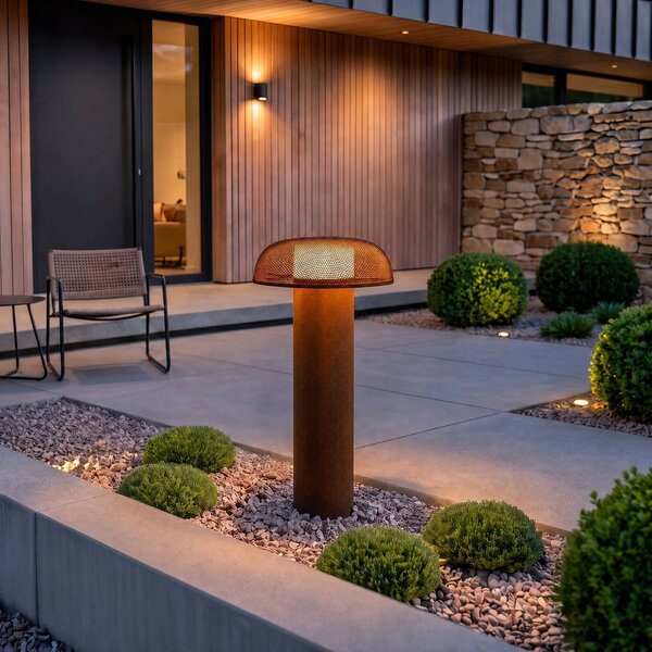 Słupek oświetleniowy LED Lucande MAILE, 80 cm, kolor rdzy, IP65 Maile, brązowy / rdzawy, aluminium, design