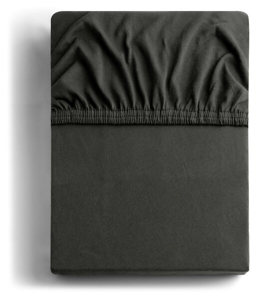 Ciemnoszare dżersejowe prześcieradło z gumką 90x200 cm Amber – Restilo