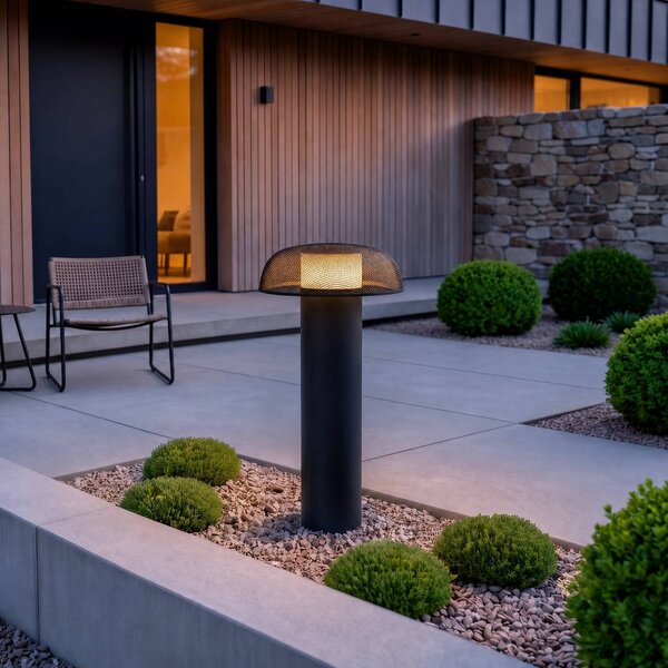 Słupek oświetleniowy LED Lucande MAILE, 80 cm, antracyt, IP65 Maile, czarny, aluminium, design