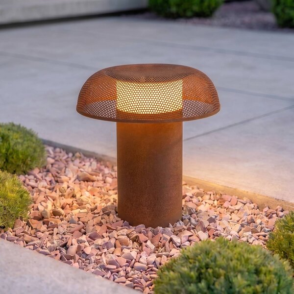 Słupek oświetleniowy LED Lucande MAILE, 40 cm, kolor rdzy, IP65 Maile, brązowy / rdzawy, aluminium, design
