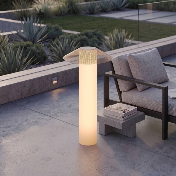 Lampa tarasowa LED Lucande ZAMIRAS, 110 cm, srebrna, IP65 Zamiras, aluminiowy / szary / cynkowy, aluminium, design