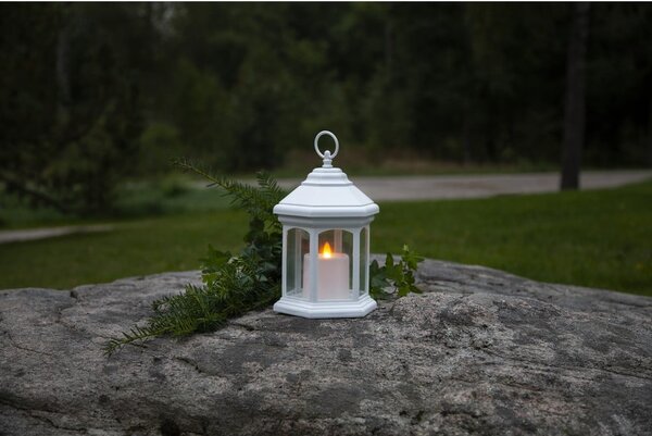 Biały lampion LED Star Trading Linta, wys. 26 cm