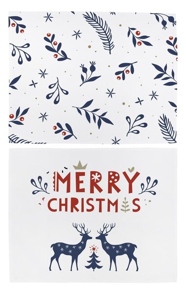 Świąteczne materiałowe maty stołowe zestaw 2 szt. 45x35 cm Merry Blue Christmas – Butter Kings