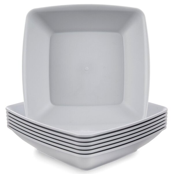 Talerze obiadowe głębokie plastikowe szare SANDY 17,5 cm, 500 ML 6 szt