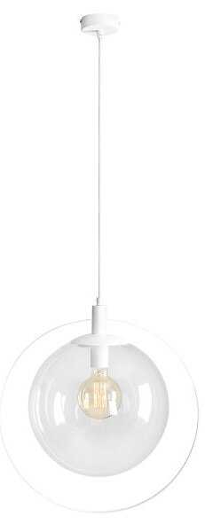 Lampa wisząca Aura - transparentny klosz, biała oprawa