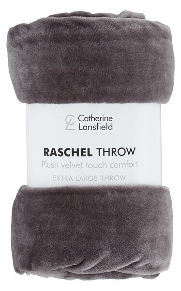Ciemnoszary koc z mikropluszu 130x170 cm Raschel Velvet – Catherine Lansfield