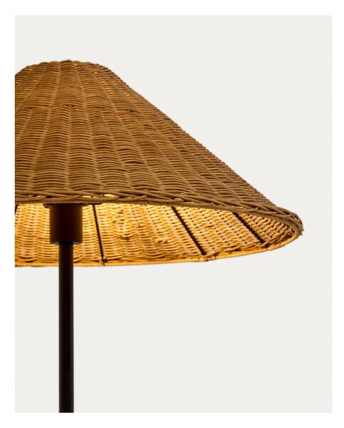 Czarno-naturalna lampa stojąca z rattanowym kloszem (wys. 154 cm) Urania – Kave Home