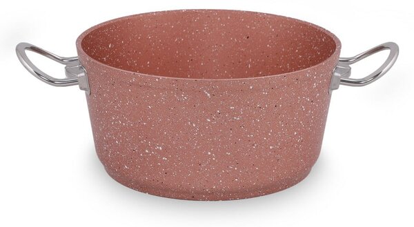 Różowy aluminiowy garnek z pokrywką Güral Porselen Classic, ø 22 cm