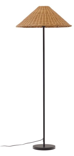 Czarno-naturalna lampa stojąca z rattanowym kloszem (wys. 154 cm) Urania – Kave Home