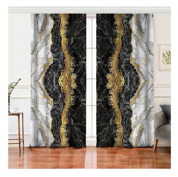 Czarno-złote zasłony zestaw 2 szt. 140x260 cm – Mila Home