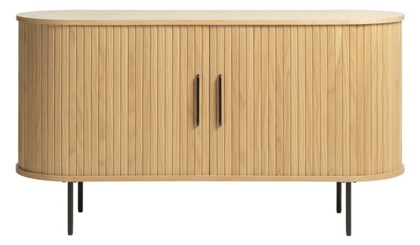 Niska komoda w dekorze dębu z drzwiami przesuwnymi 140x76 cm Nola – Unique Furniture