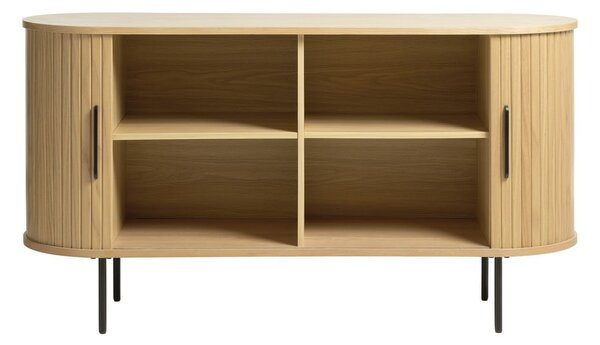 Niska komoda w dekorze dębu z drzwiami przesuwnymi 140x76 cm Nola – Unique Furniture