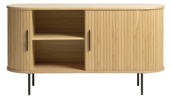 Niska komoda w dekorze dębu z drzwiami przesuwnymi 140x76 cm Nola – Unique Furniture