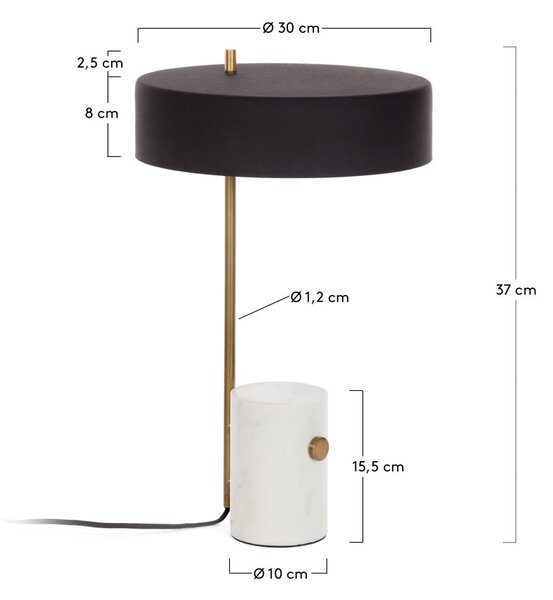 Biało-czarna lampa stołowa z metalowym kloszem (wys. 53 cm) Phant – Kave Home