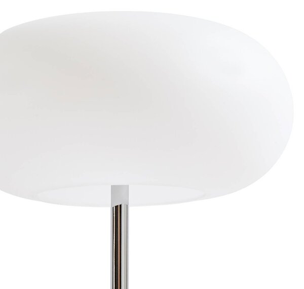 Lampa stołowa LED Lucande Anoria z akumulatorem, chrom/biała, szkło, IP44, USB Lucande, możliwość ściemniania, chromowy / srebrny, salon / jadalnia, szkło, design