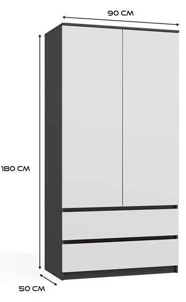 Dwudrzwiowa szafa antracyt + biały K1-E85