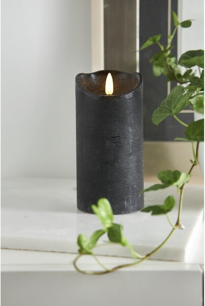 Czarna woskowa świeca LED Star Trading Flamme Rustic, wys. 15 cm