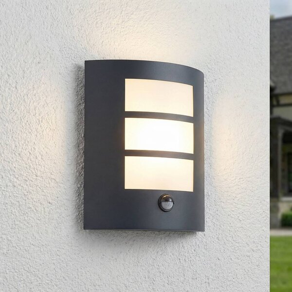 Lampa zewnętrzna z czujnikiem ruchu Vimal Lindby, możliwość ściemniania, czarny, aluminium, nowoczesny