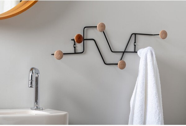 Czarny metalowy wieszak ścienny Zig Zag – PT LIVING