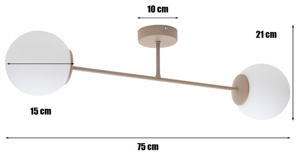 Lampa sufitowa Aurelia beżowa z 2 kulistymi kloszami