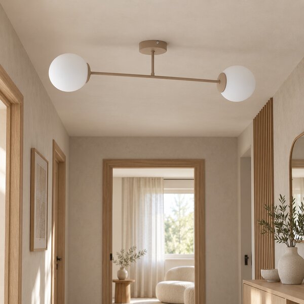 Lampa sufitowa Aurelia beżowa z 2 kulistymi kloszami