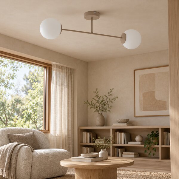 Lampa sufitowa Aurelia beżowa z 2 kulistymi kloszami