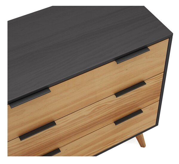 Czarno-naturalna wysoka komoda z drewna sosnowego 80x83 cm Lavis – Marckeric