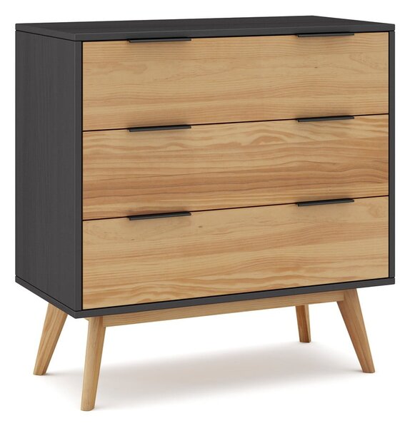 Czarno-naturalna wysoka komoda z drewna sosnowego 80x83 cm Lavis – Marckeric