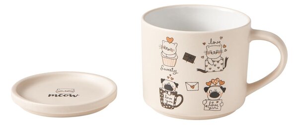 Pomarańczowe/beżowe porcelanowe kubki zestaw 2 szt. 350 ml Cats – Brandani