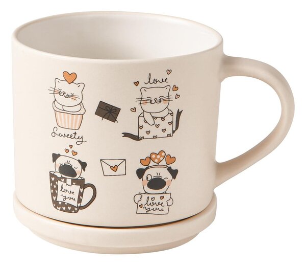 Pomarańczowe/beżowe porcelanowe kubki zestaw 2 szt. 350 ml Cats – Brandani